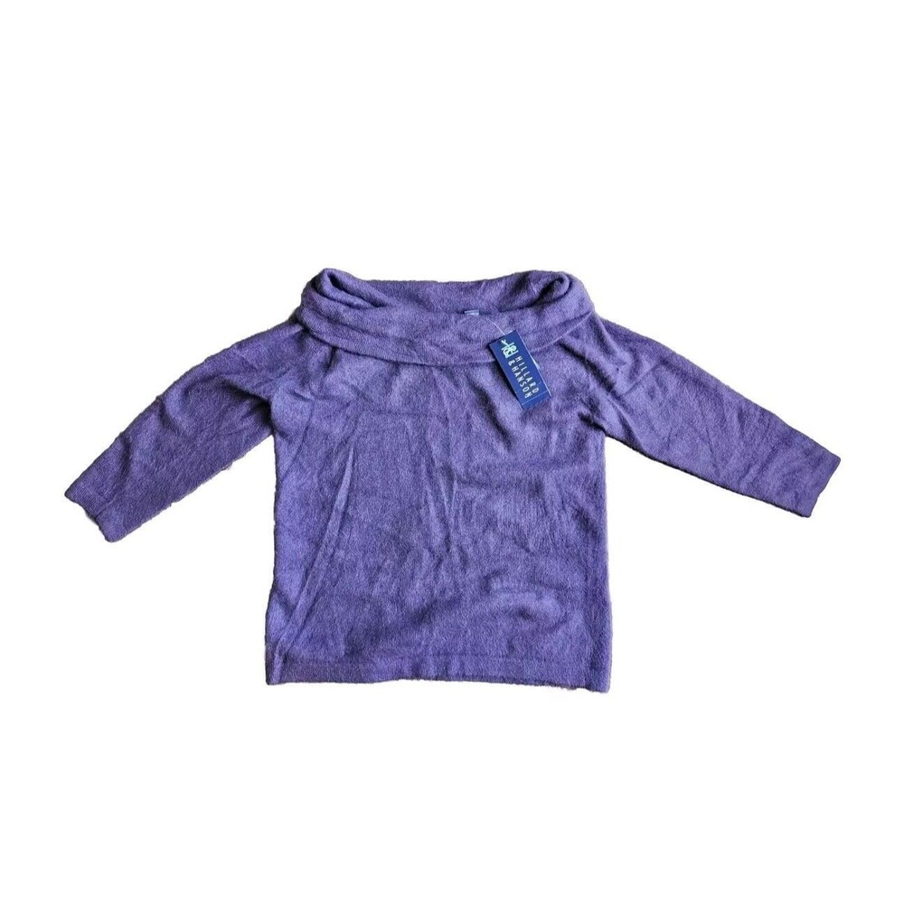 Vtg Hillard & Hanson L Purple Angora Blend Knit Sweater Cowl Neck 90S Y2K NWT
